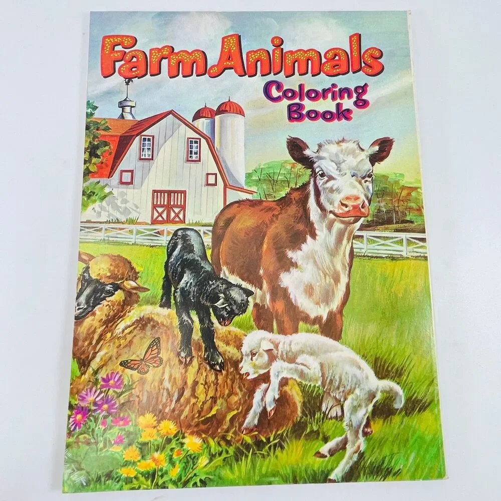 Farm Animals Coloring Book Western Publishing 1960 Vintage Paperback Uncolored